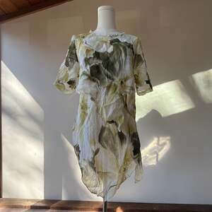 Euro Floral Asymmetric Earth Tone Blouse